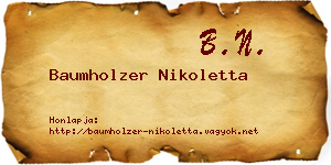 Baumholzer Nikoletta névjegykártya